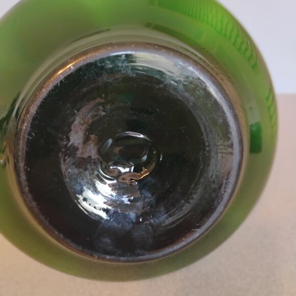 Vintage MCM Bischoff Glass Hand Blown Forest Green Carafe/Decanter - Picture 5 of 5